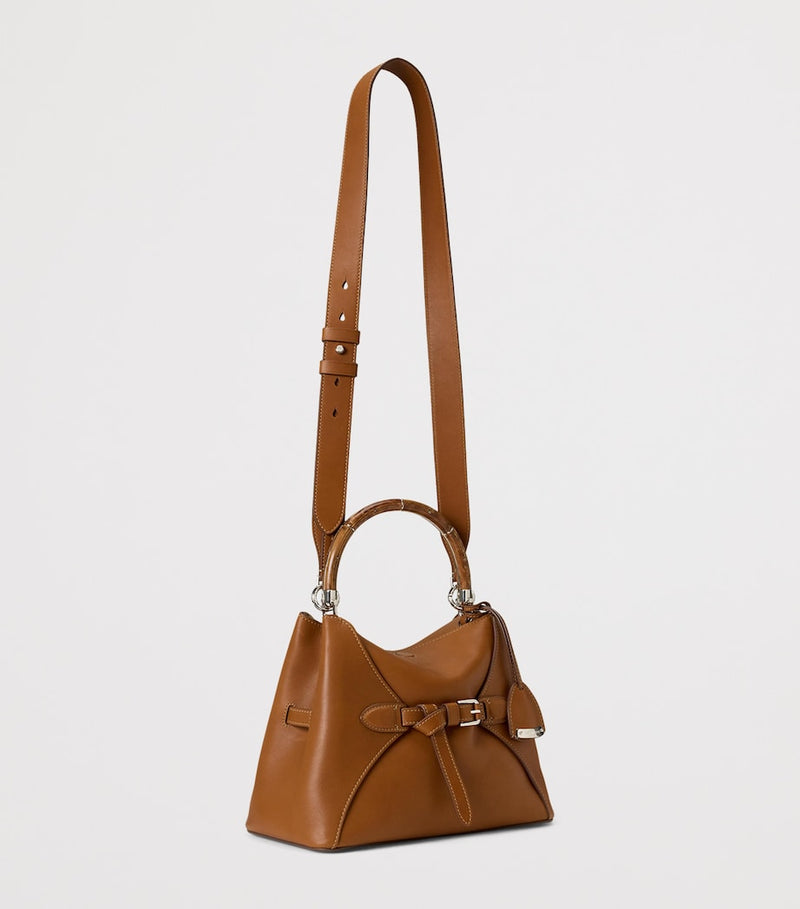 Ralph Lauren calfskin top-handle bag with wood detailing - British product