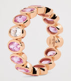 SHAY rose gold eternity ring with pink sapphires and diamond (British brand)