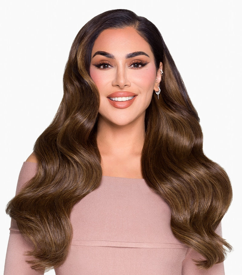 Beauty Works x Huda clip-in hair extensions set for thinning hair, 18 inch length - British product