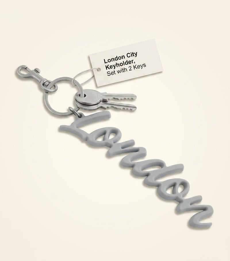 Balenciaga London keyring silicone and steel, engraved design, imported from the UK