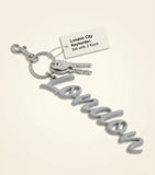 Balenciaga London keyring silicone and steel, engraved design, imported from the UK