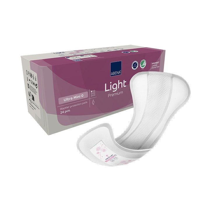Abena Light Ultra Mini 0, 80ml Absorbency, 24 Incontinence Pads - McGrocer
