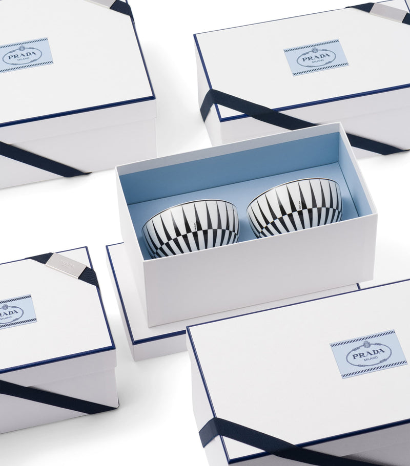 Prada Stripes cereal bowls set of 2 12cm, imported from the UK