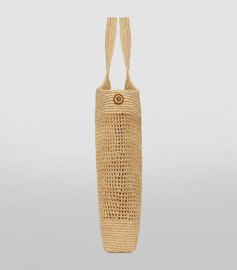 Saint Laurent Icare tote bag woven raffia gold-tone YSL emblem (British brand)