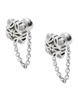 Harrods LOEWE Sterling Silver Bombé Anagram Chain Stud Earrings- Buy online at McGrocer