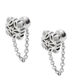LOEWE silver bombé Anagram chain stud earrings, imported from the UK