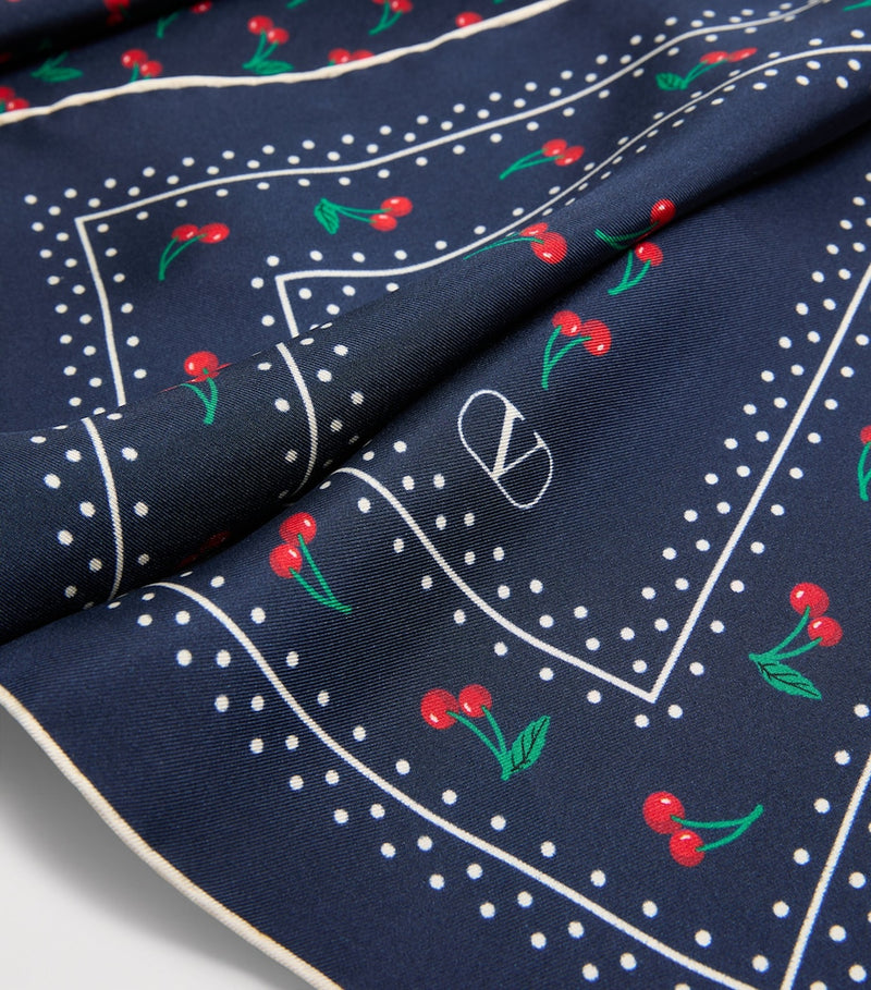 Valentino Garavani Cherryfic print silk scarf 70x70cm, UK version