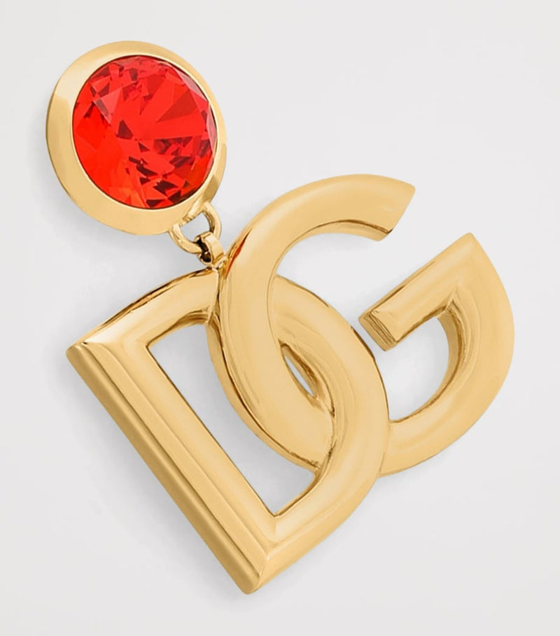 Dolce&Gabbana logo earrings gold-tone brass and crystal (British brand)