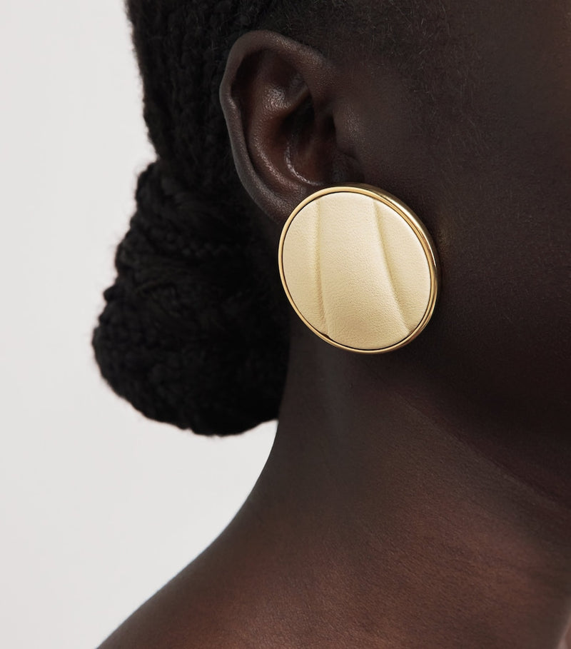 Chloé Pleats leather clip-on earrings gold-tone - British product
