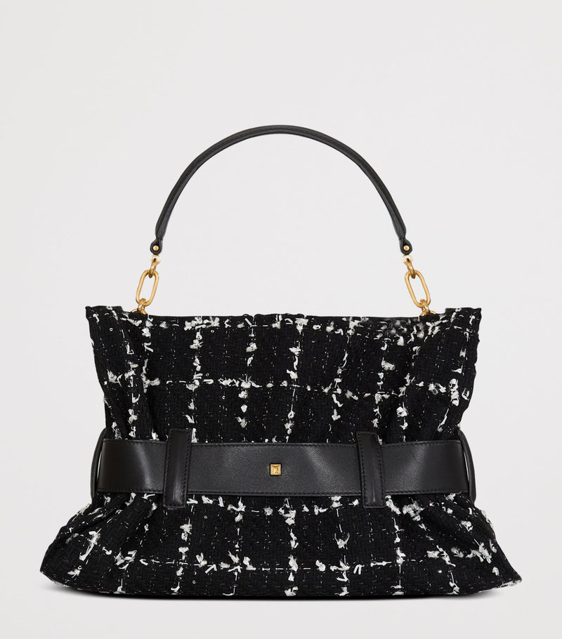 Balmain Anthem shoulder bag medium tweed, imported from the UK
