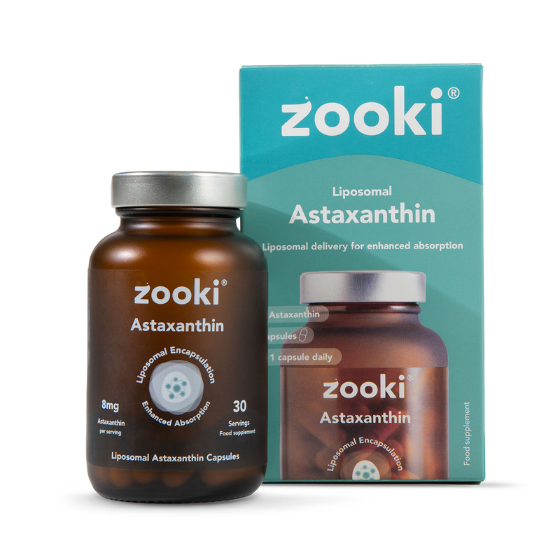 Zooki Astaxanthin 8mg capsules 30 count, imported from the UK