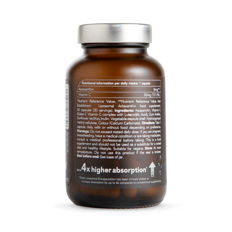 Zooki Astaxanthin 8mg capsules 30 count, imported from the UK