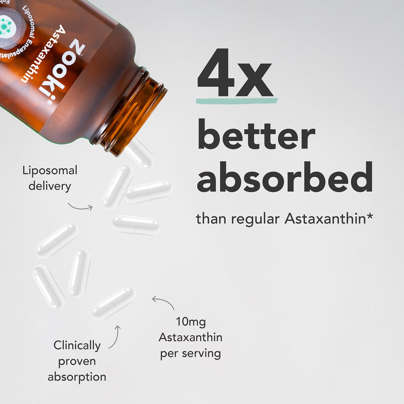 Zooki Astaxanthin 8mg capsules 30 count, imported from the UK