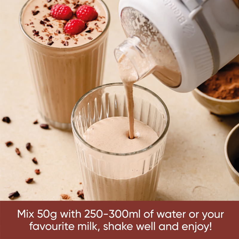 Naturya balanced protein superfood shake chocolate raspberry 550g, imported from the UK