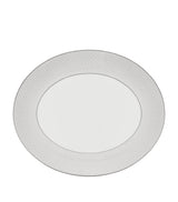 Harrods Fine Bone China Oval Platter with Platinum Honeycomb Pattern 33cm- Buy online at McGrocer