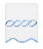 Pratesi cotton face cloth with embroidered design, 30cm x 30cm, imported from the UK