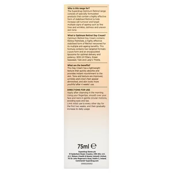 Optimum Retinol Day Cream 75ml, imported from the UK