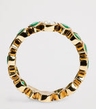 SHAY yellow gold eternity ring with emeralds and diamond (British brand)