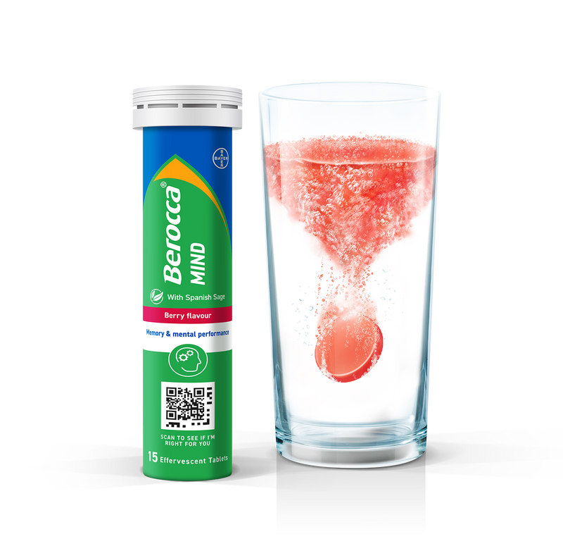 Berocca Mind effervescent tablets Berry 15 tablets (British brand)