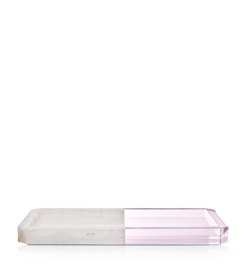 Reflections Copenhagen small crystal-onyx mad trinket tray 34cm, imported from the UK