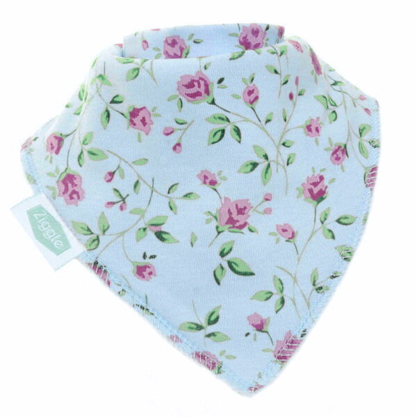Ziggle Bandana Dribble Bib Blue Vintage Rose (British brand)