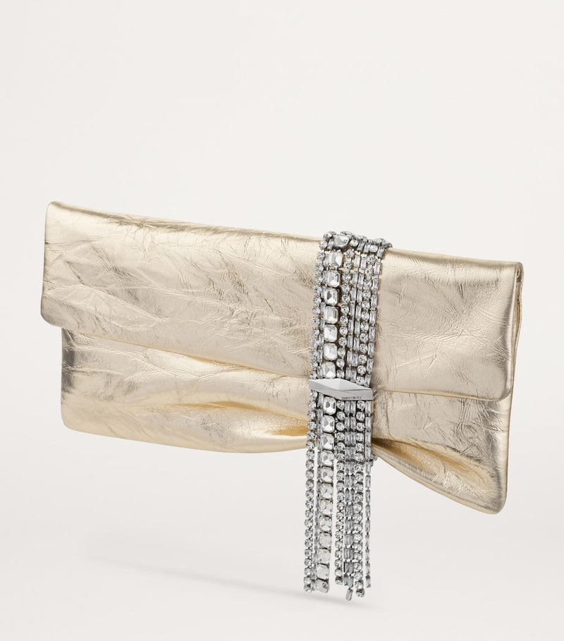 Jimmy Choo Zandra leather crystal clutch bag - British product