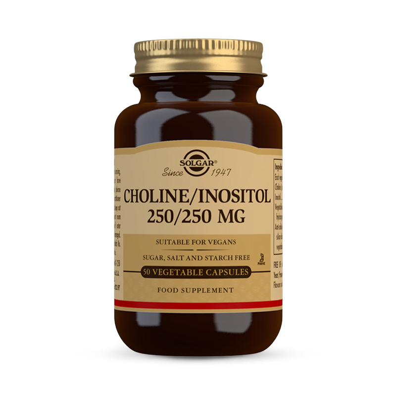 Solgar choline inositol supplement 250mg 50 capsules, imported from the UK