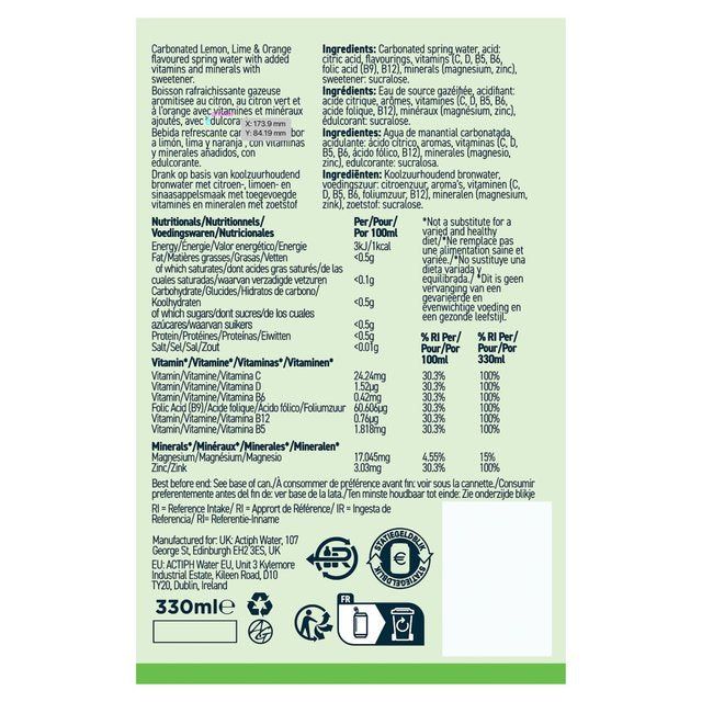 Acti-Vit Vitamin Water Lemon Lime & Orange 330ml - McGrocer
