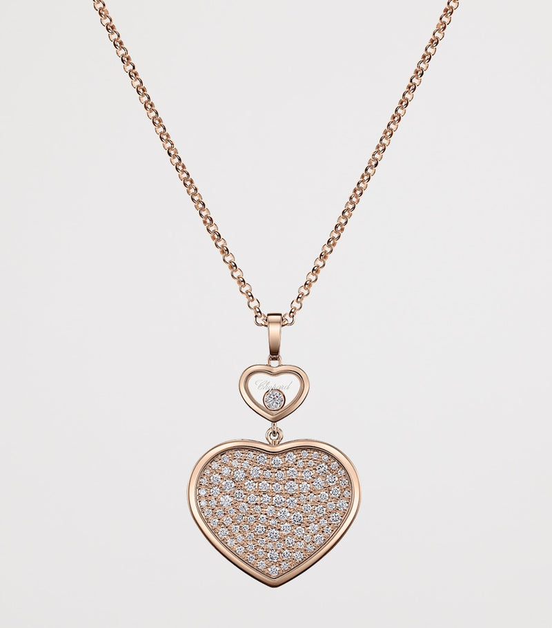 Chopard Happy Hearts rose gold diamond pendant necklace - British product