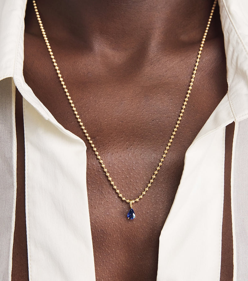 Anita Ko 18kt yellow gold sapphire pendant necklace - British product