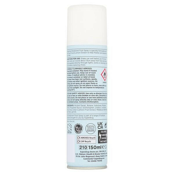 Superdrug 150ml Deodorant Foot Spray GOODS Superdrug