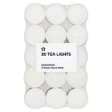 Superdrug Superdrug Un-fragranced Tea Light Candles 30 Pack- Buy online at McGrocer