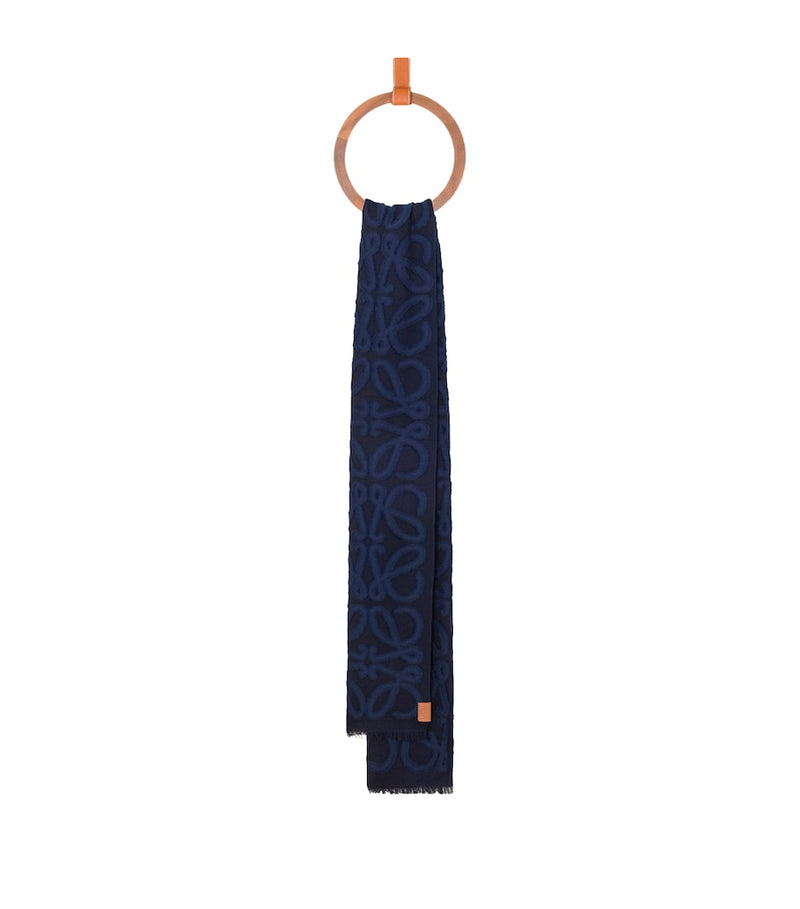 LOEWE double-faced Anagram scarf cotton wool silk 62x180cm (British brand)