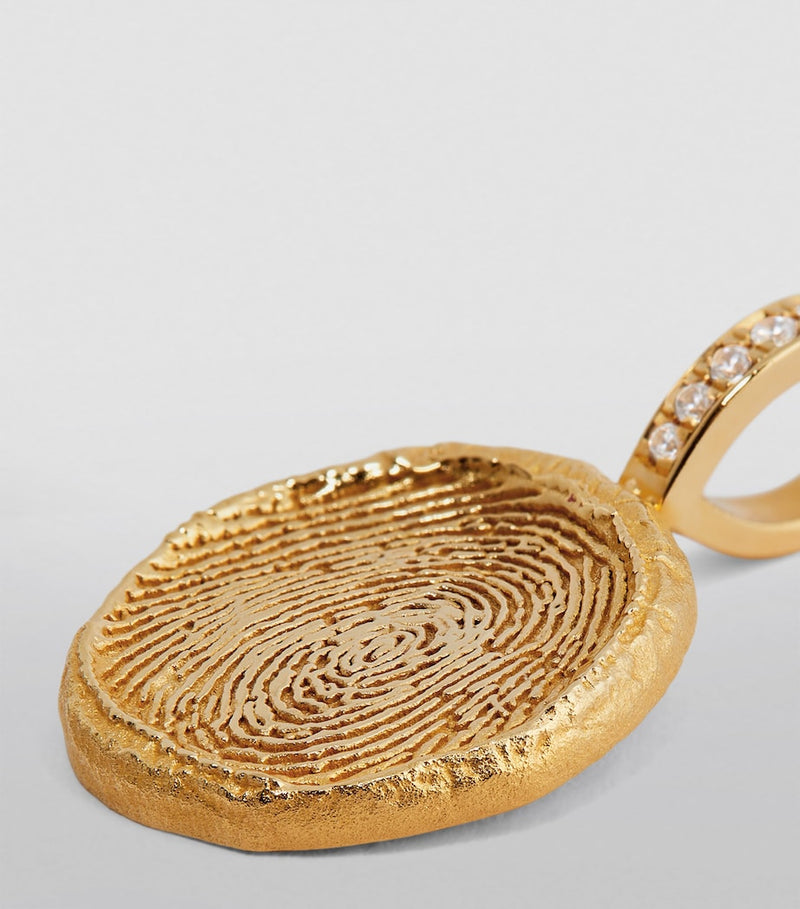 Azlee yellow gold diamond fingerprint charm, UK version