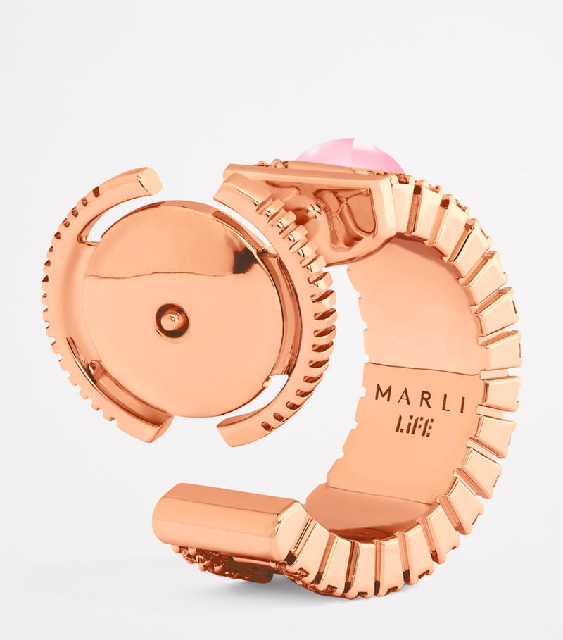 MARLI New York mini rose gold diamond quartzite hoop earrings (British brand)