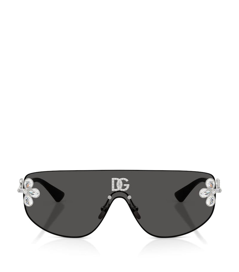 Dolce&Gabbana crystal-embellished visor sunglasses rectangular (British brand)