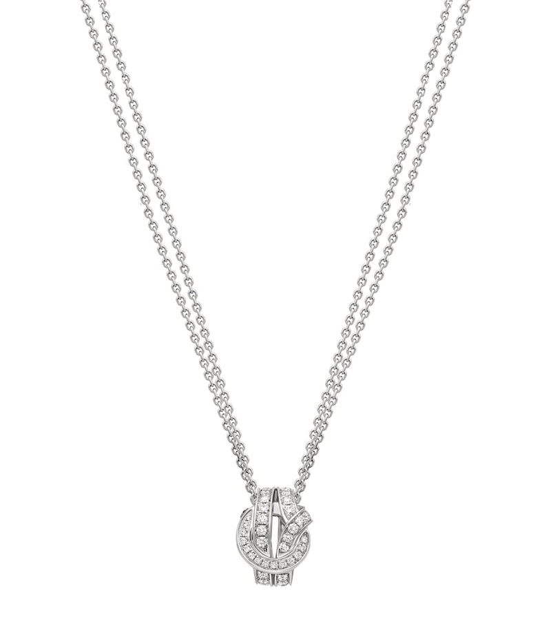 Boodles white gold diamond knot pendant necklace - British product