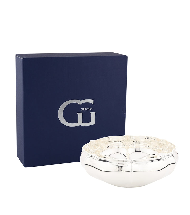 Greggio silver plated Georgian centrepiece bowl 20cm, imported from the UK