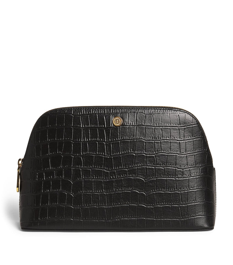 Harrods large croc-embossed leather cosmetics bag (British brand)