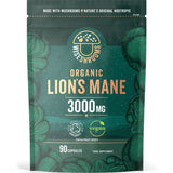 Wiseshrooms organic lion's mane capsules 3000mg 90 count, imported from the UK