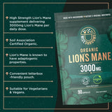 Wiseshrooms organic lion's mane capsules 3000mg 90 count, imported from the UK