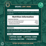 Wiseshrooms organic lion's mane capsules 3000mg 90 count, imported from the UK