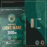 Wiseshrooms organic lion's mane capsules 3000mg 90 count, imported from the UK