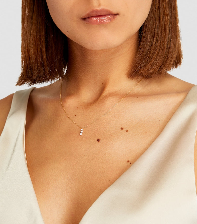 Persée 18kt yellow gold diamond 3-stone necklace - British product