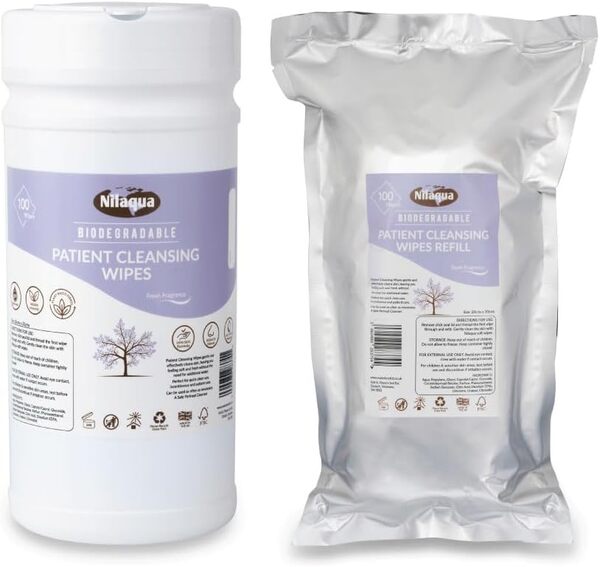 Nilaqua patient cleansing wipes 200 count - British product
