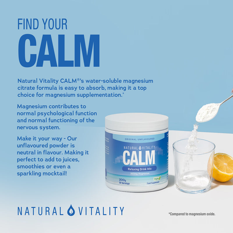 Natural Vitality Calm drink mix Original Unflavoured 200g, imported from the UK