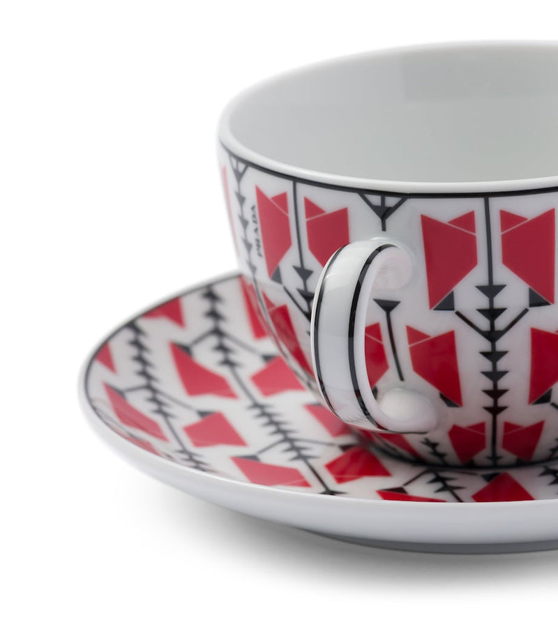 Prada porcelain cappuccino cup and saucer set, imported from the UK