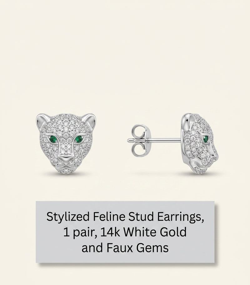 Cartier Panthere earrings with diamonds emerald onyx 18K white gold, UK version