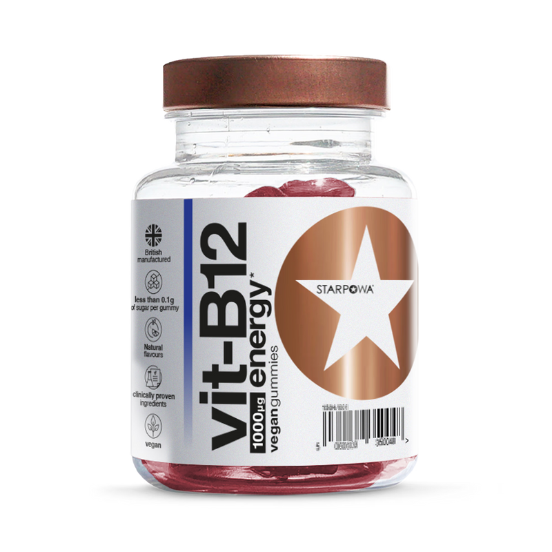 Starpowa Vitamin B12 gummies blueberry 30 count, imported from the UK