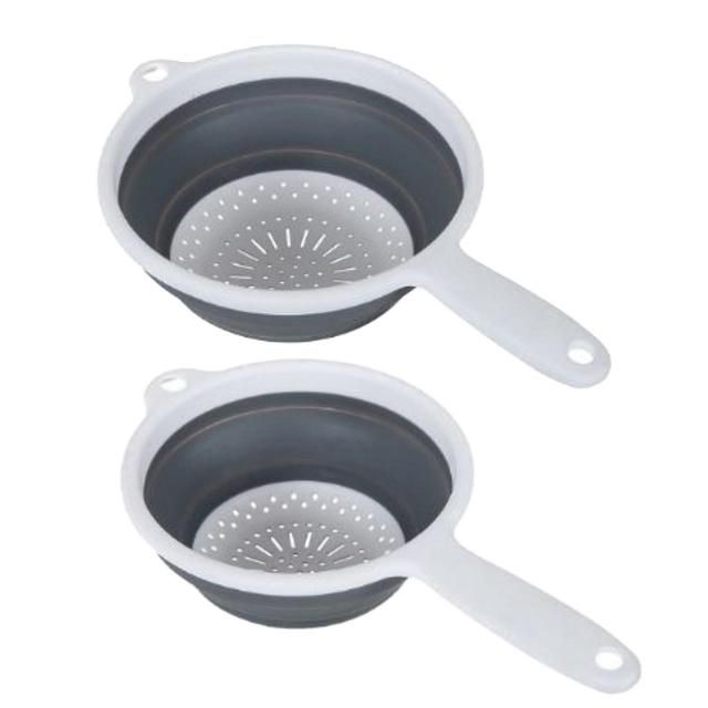 Addis Collapsible Plastic Food Colander with Handle Twin 2 Pack White - McGrocer